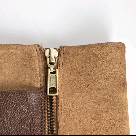 REBECCA MINKOFF BOOTS - Ankle Womens Tan/Brown Leather/Suede Mix Boots 8M - Picture 7 of 9